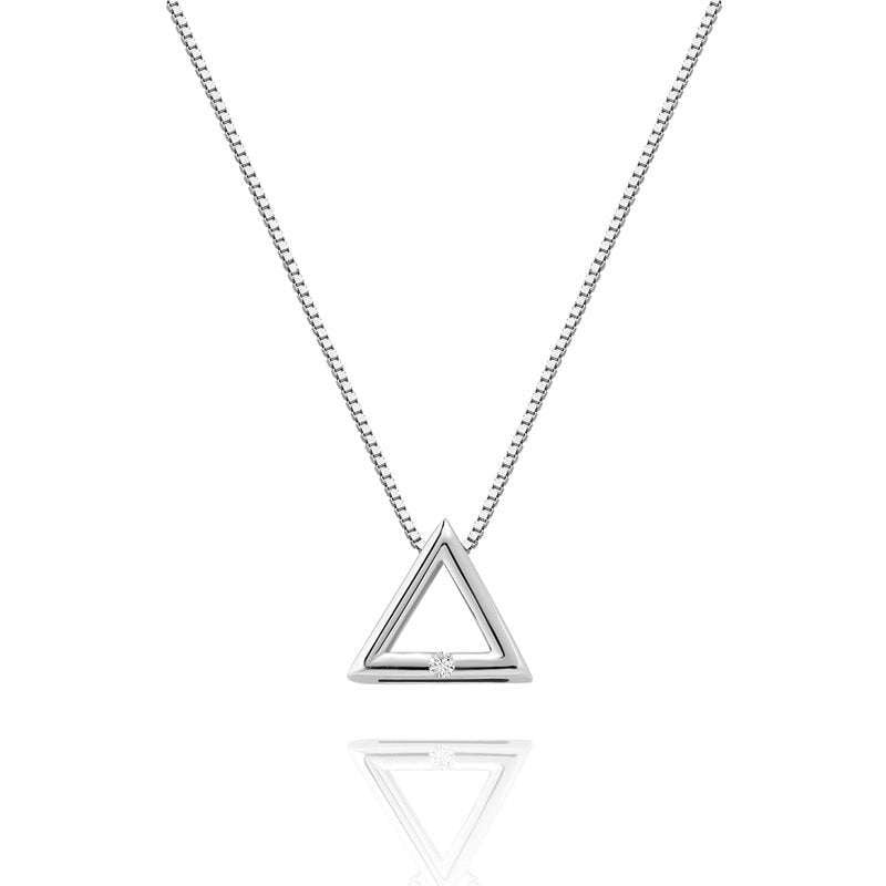 Geometric Clavicle Jewelry, Niche Silver Pendant, Silver Triangle Necklace - available at Sparq Mart