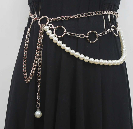 Chic Dress Accessory, Minimalist Belt Embellishment, Silver Waist Chain - available at Sparq Mart