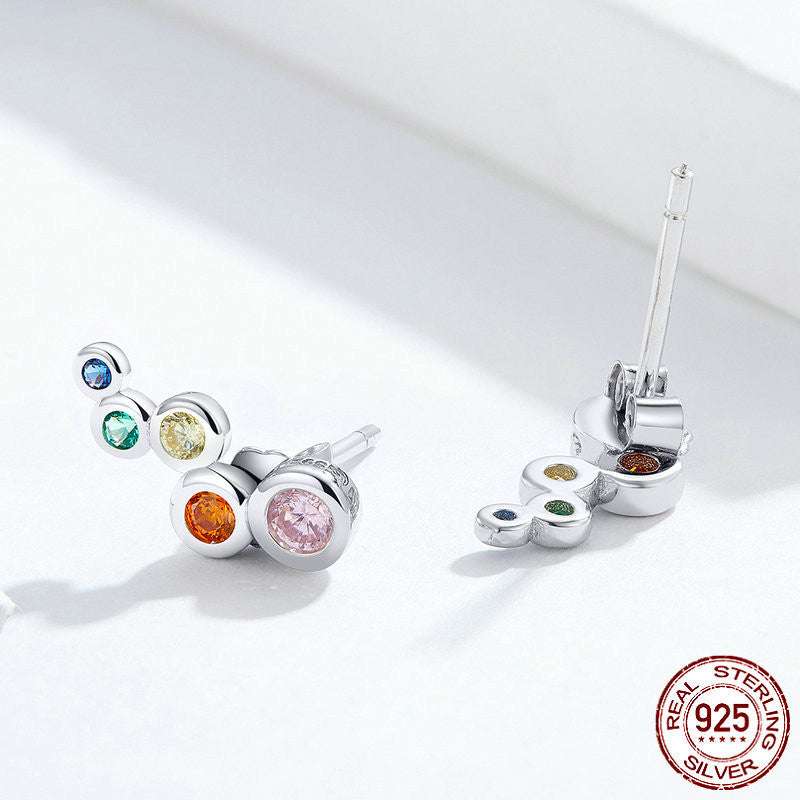 Colored Zirconia Earrings, Fashionable Sterling Silver Earrings, Women's Circle Earrings - available at Sparq Mart