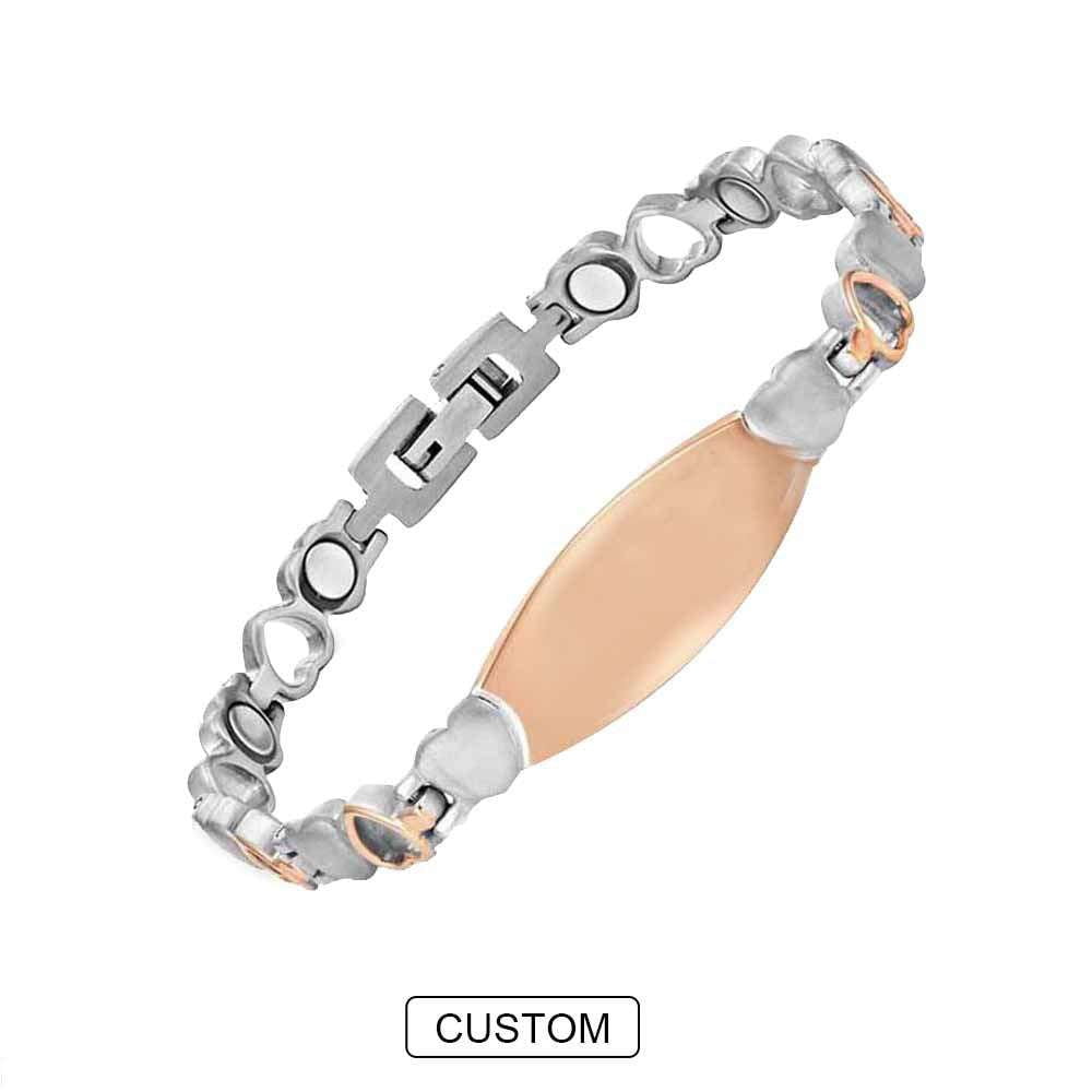 Heart Engraved Bracelet, Magnet Closure Jewelry, Titanium Steel Bracelet - available at Sparq Mart