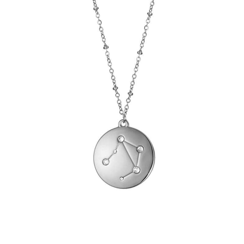 Titanium Zodiac Pendant, Unisex Layered Neckwear, Zircon Constellation Necklace - available at Sparq Mart