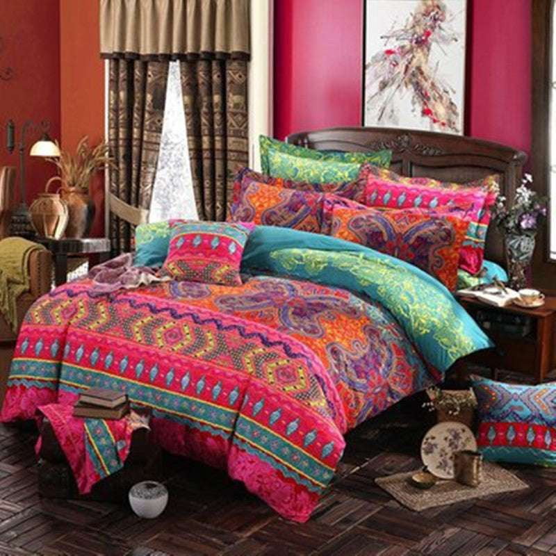 Bohemian Bedding Set, Ethnic Style Comforter, Pillowcase Bed Set - available at Sparq Mart