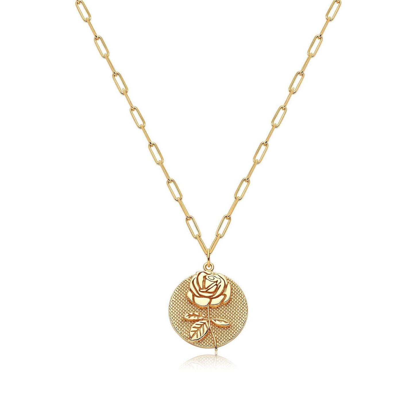 Embossed Pattern Jewelry, Gold Plated Necklace, Round Pendant Necklace - available at Sparq Mart