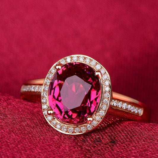 Elegant Gemstone Ring, Luxury Ruby Ring, Rose Gold Ruby - available at Sparq Mart