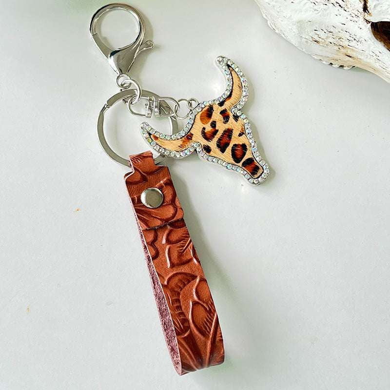 Fashion Leather Keychain, Leather Keychain, Red Brown Keychain - available at Sparq Mart