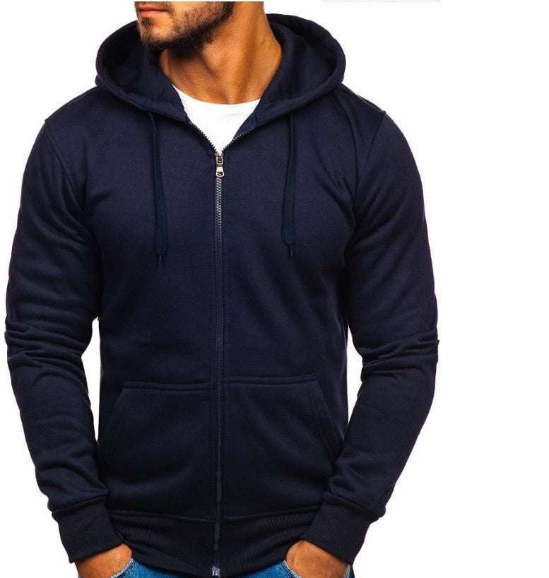 Hooded Zip Sweater, Men's Fashion Cardigan, Slim Fit Cardigan - available at Sparq Mart