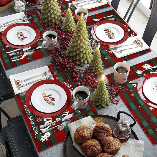 Fashionable Christmas Placemats, Festive Table Decor, Insulated Linen Placemats - available at Sparq Mart