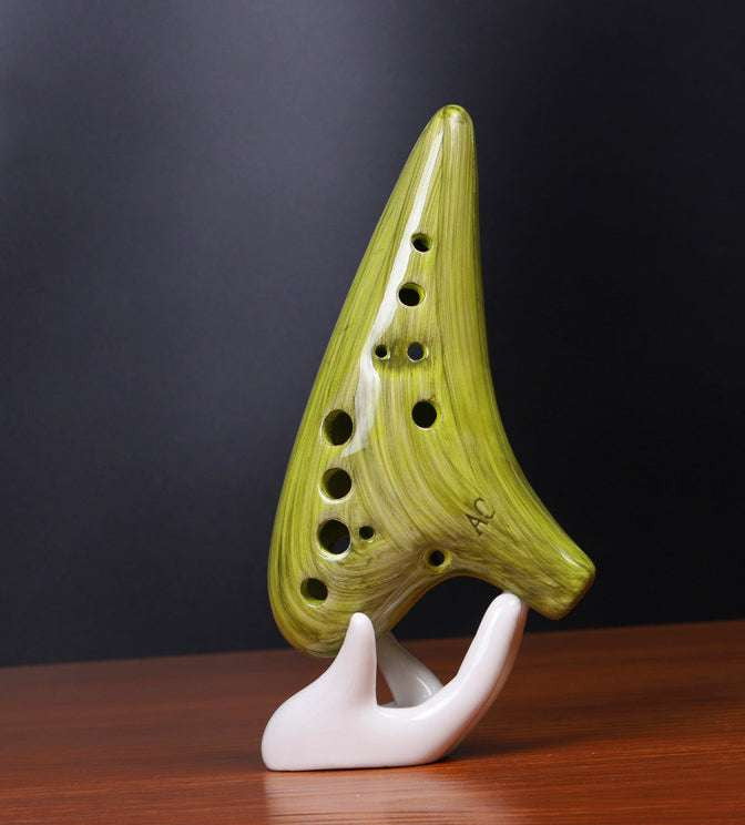 Ceramic Ocarina Instrument, Handcrafted Flute Collector, Musical Pottery Decor - available at Sparq Mart