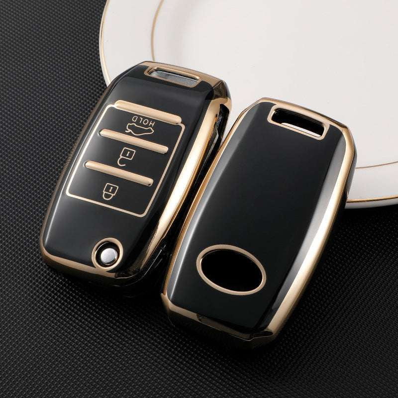 Car Key Case, Golden Edge, Protective Cover - available at Sparq Mart