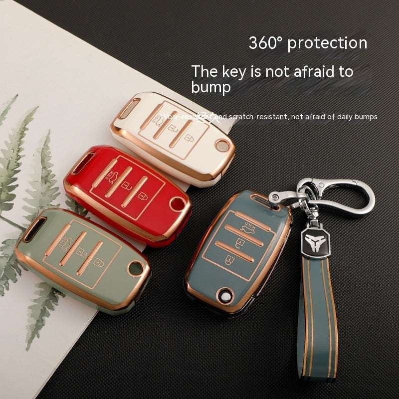 Car Key Case, Golden Edge, Protective Cover - available at Sparq Mart