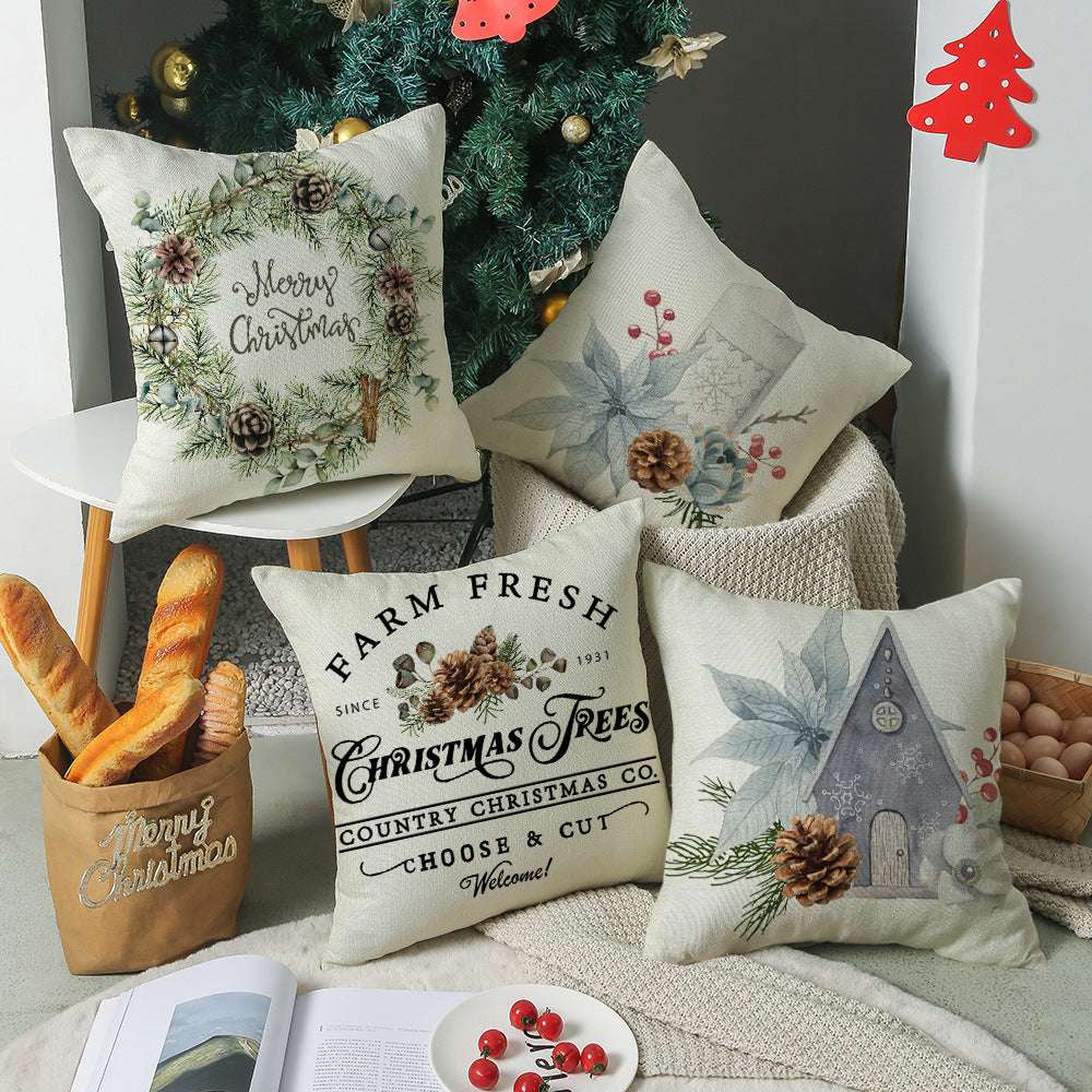 Linen Christmas Pillow, Printed Watercolor Pillow, Wholesale Christmas Pillow - available at Sparq Mart