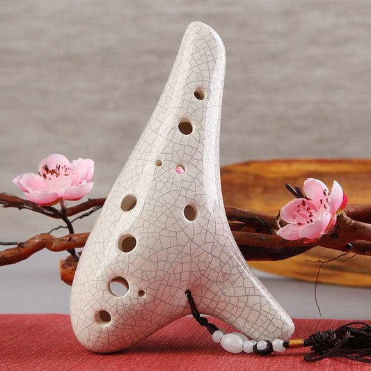 12-hole ocarina, high-quality ocarina, white crack ocarina - available at Sparq Mart