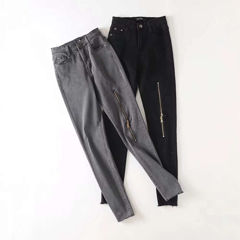 Denim Pencil Pants, High Waist Trousers, Women's Ripped Jeans - available at Sparq Mart