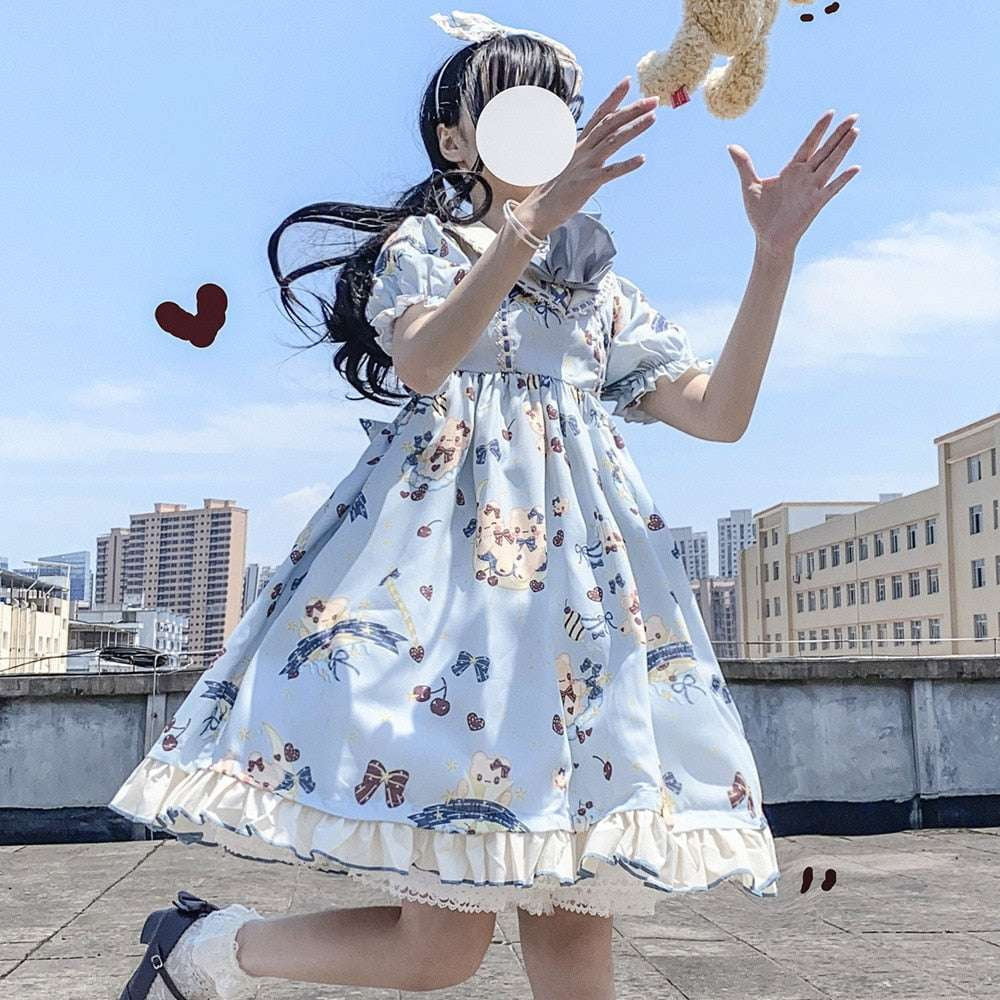 Kawaii Blue Dress, Lolita Fashion Dress, Moon Island Apparel - available at Sparq Mart