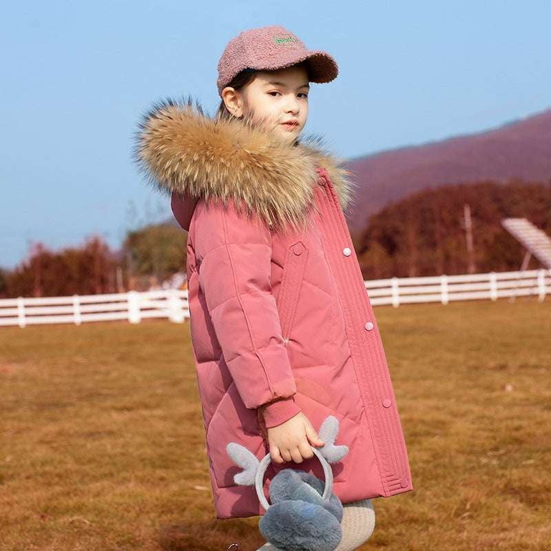 Fashionable Winter Clothes, Kids' Down Coat, Mid-length Jacket - available at Sparq Mart