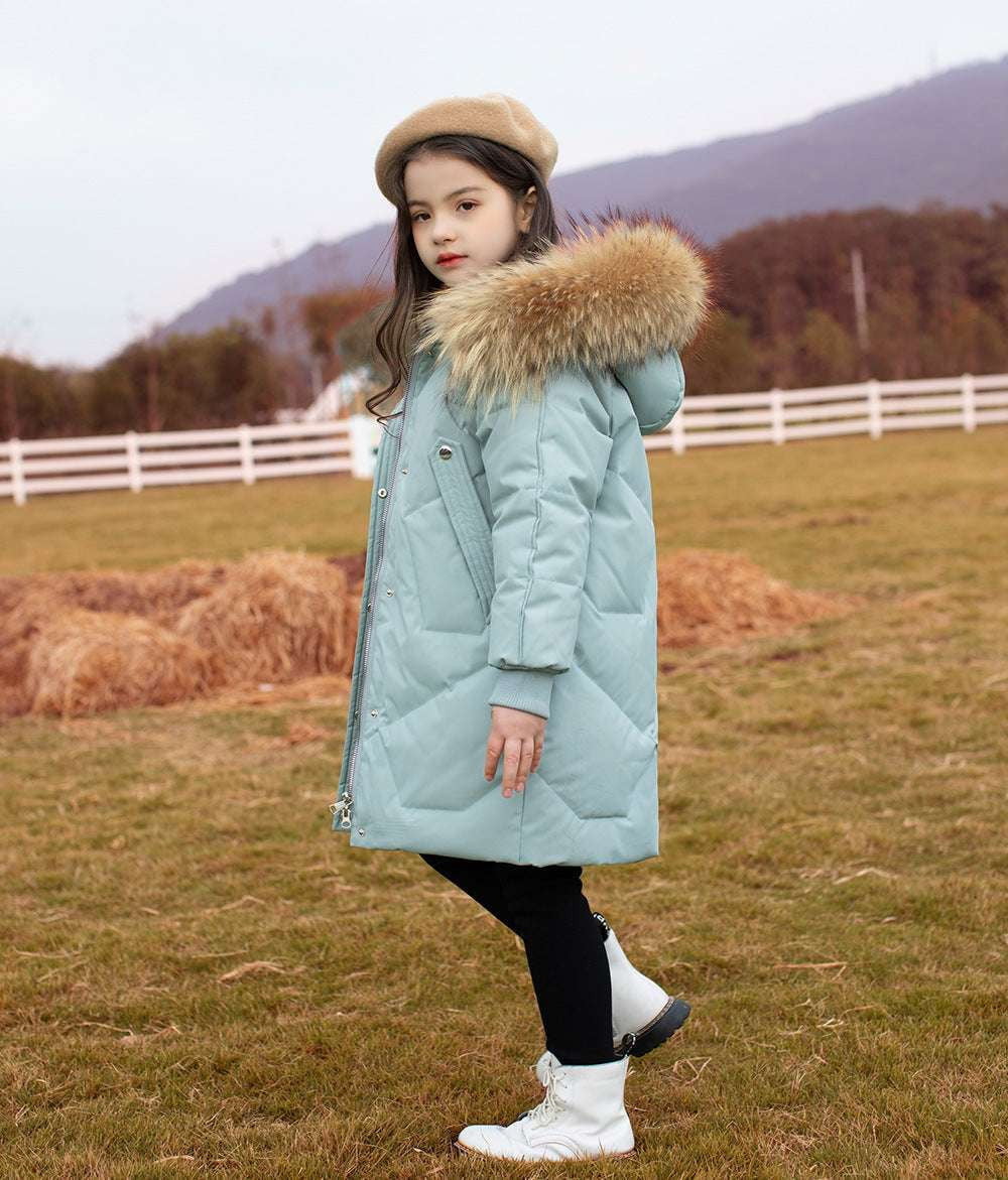 Fashionable Winter Clothes, Kids' Down Coat, Mid-length Jacket - available at Sparq Mart