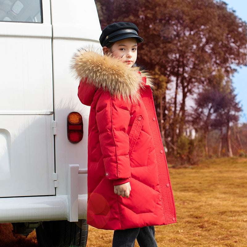 Fashionable Winter Clothes, Kids' Down Coat, Mid-length Jacket - available at Sparq Mart