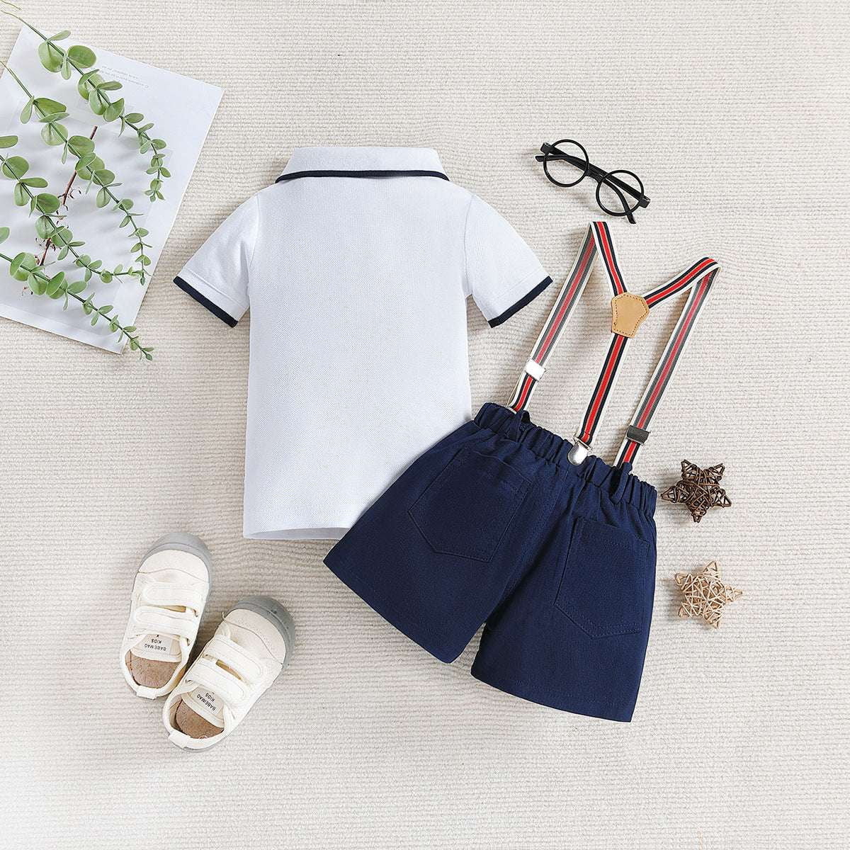 Polo Top Shorts, Summer Kids Outfit, Toddler Suspender Set - available at Sparq Mart