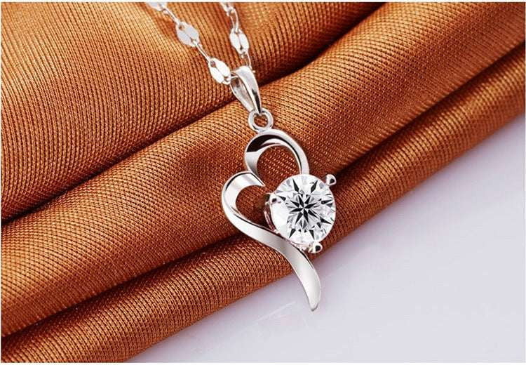 Fashion Accessory Women., Korean Pendant Necklace, Silver Heart Necklace - available at Sparq Mart