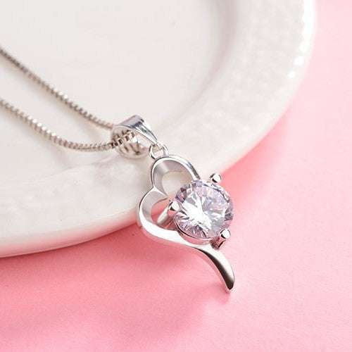 Fashion Accessory Women., Korean Pendant Necklace, Silver Heart Necklace - available at Sparq Mart