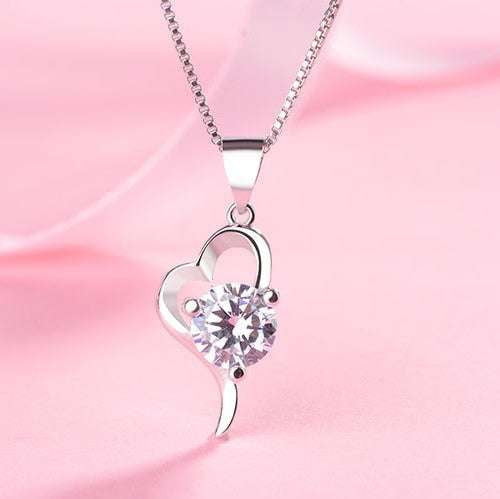 Fashion Accessory Women., Korean Pendant Necklace, Silver Heart Necklace - available at Sparq Mart