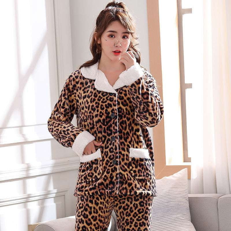 Cozy Pajama Set, Flannel Sleepwear Women, Ladies Warm Homewear - available at Sparq Mart