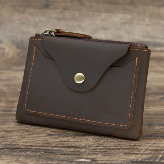 Compact Zipper Pouch, Leather Coin Wallet, Retro Purse Accessory - available at Sparq Mart