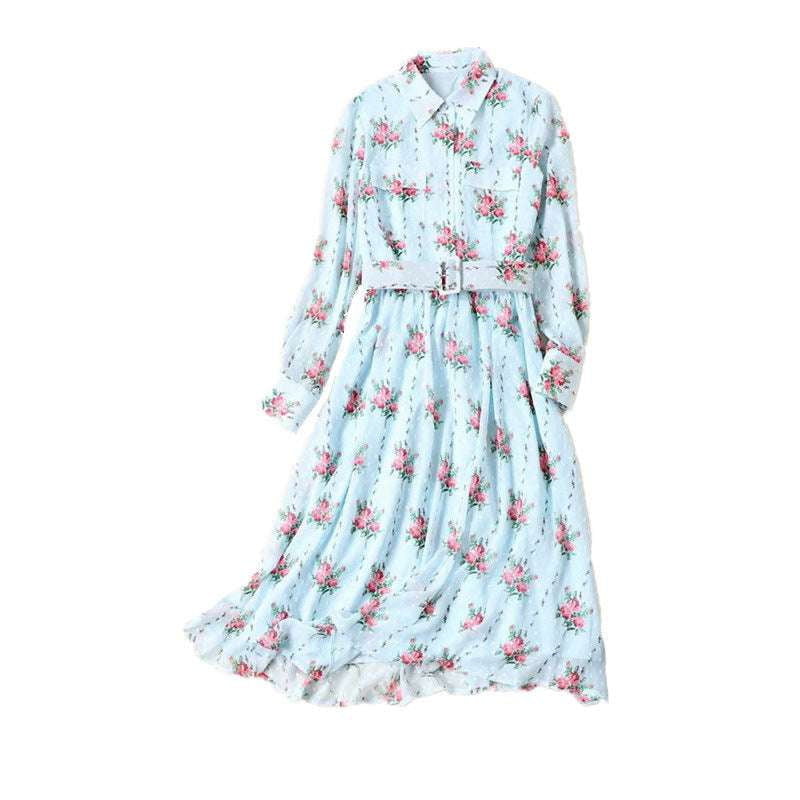 fall floral fashion, floral autumn dress, light blue dress - available at Sparq Mart