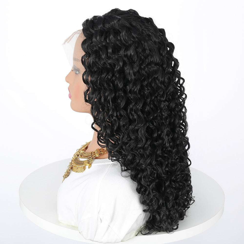 fashion lace wig, long curly wig, realistic fiber wig - available at Sparq Mart