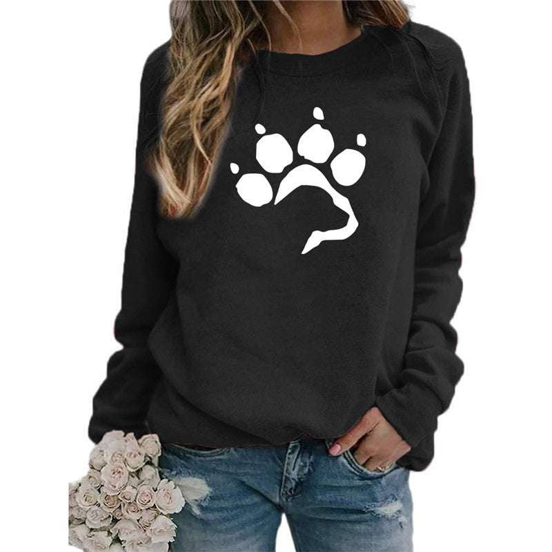 cozy canine sweater, dog lover apparel, footprint graphic sweatshirt - available at Sparq Mart