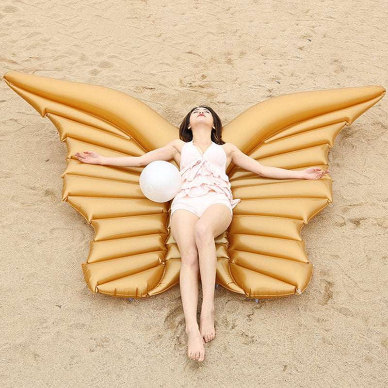 Golden Pool Lounger, Inflatable Angel Wings, Pool Party Float Essentials - available at Sparq Mart