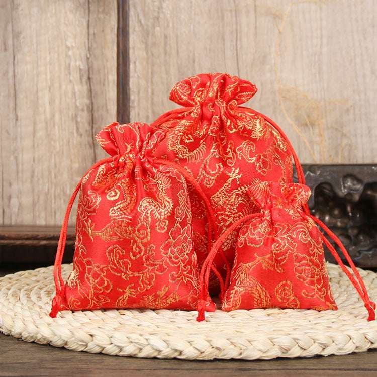 Brocade Jewelry Bag, Embroidered Drawstring Pouch, Luxury Jewelry Pouch - available at Sparq Mart