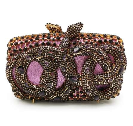 Elegant Diamond Clutch, Magnetic Clasp Clutch, Python Evening Bag - available at Sparq Mart