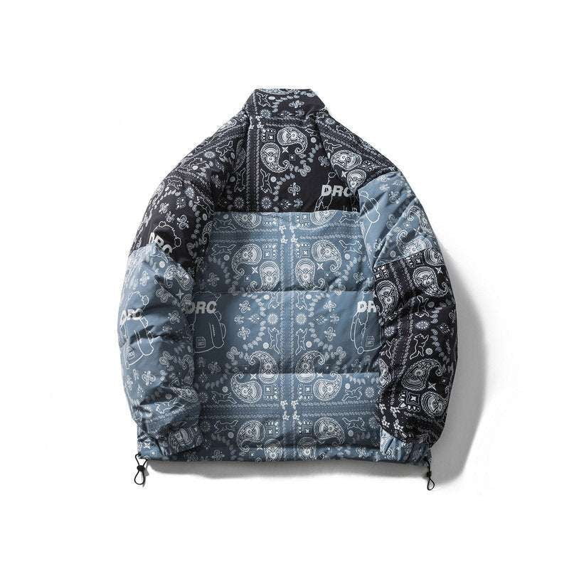 Contrast stitching jacket, Men's printed down, Stylish cashew jacket - available at Sparq Mart