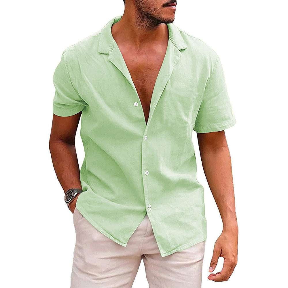 Casual Button-Down, Men's Beach Shirt, Summer Short Sleeve - available at Sparq Mart