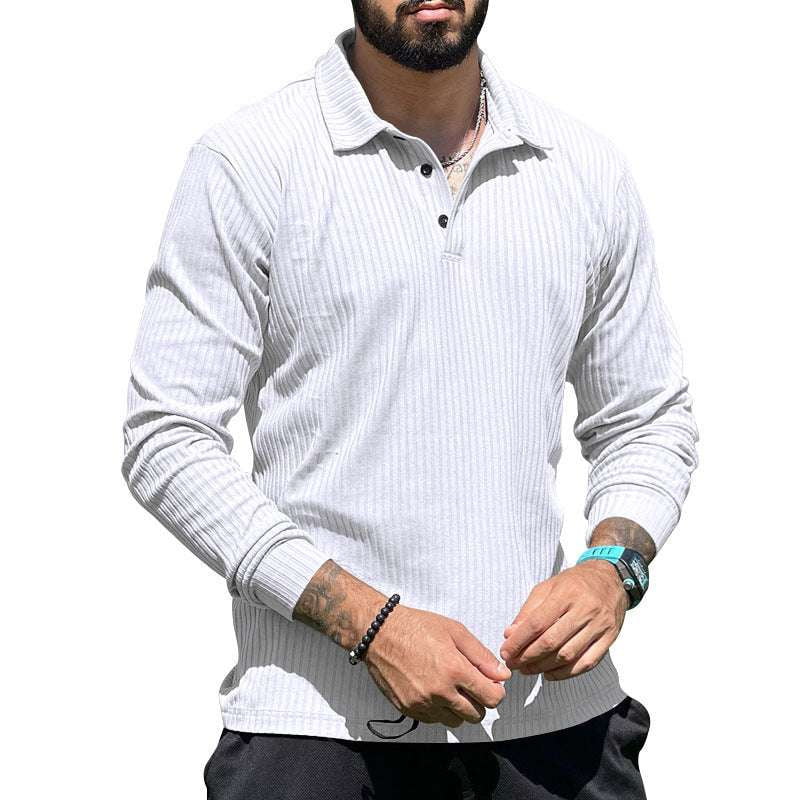 Casual Lapel Shirts, Comfortable Polyester Top, Men's Long Sleeve - available at Sparq Mart