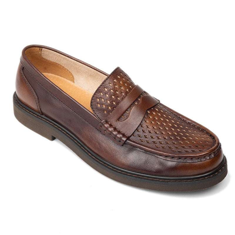 Casual Leather Footwear, Comfort Square-Toe Shoes, Men's Summer Loafers - available at Sparq Mart