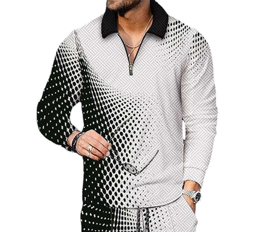 Designer Lapel Long Sleeve, Men's Casual Print Shirt, Stylish Print Shirt Men - available at Sparq Mart