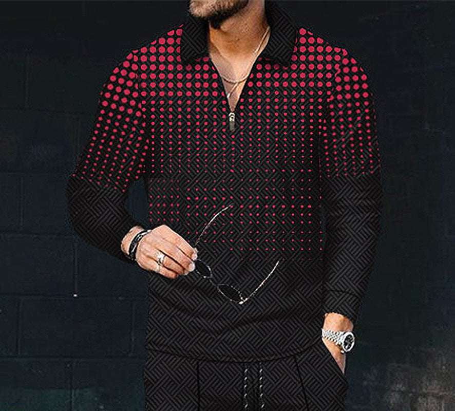 Designer Lapel Long Sleeve, Men's Casual Print Shirt, Stylish Print Shirt Men - available at Sparq Mart