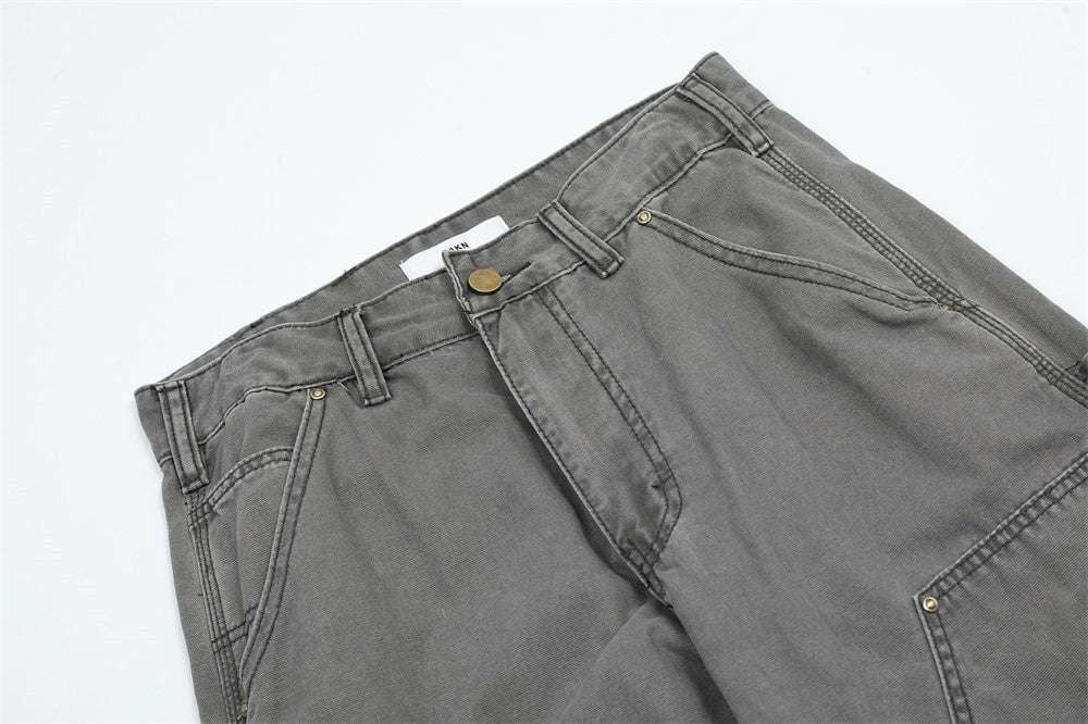 casual men's denim, distressed straight jeans, vintage washed trousers - available at Sparq Mart