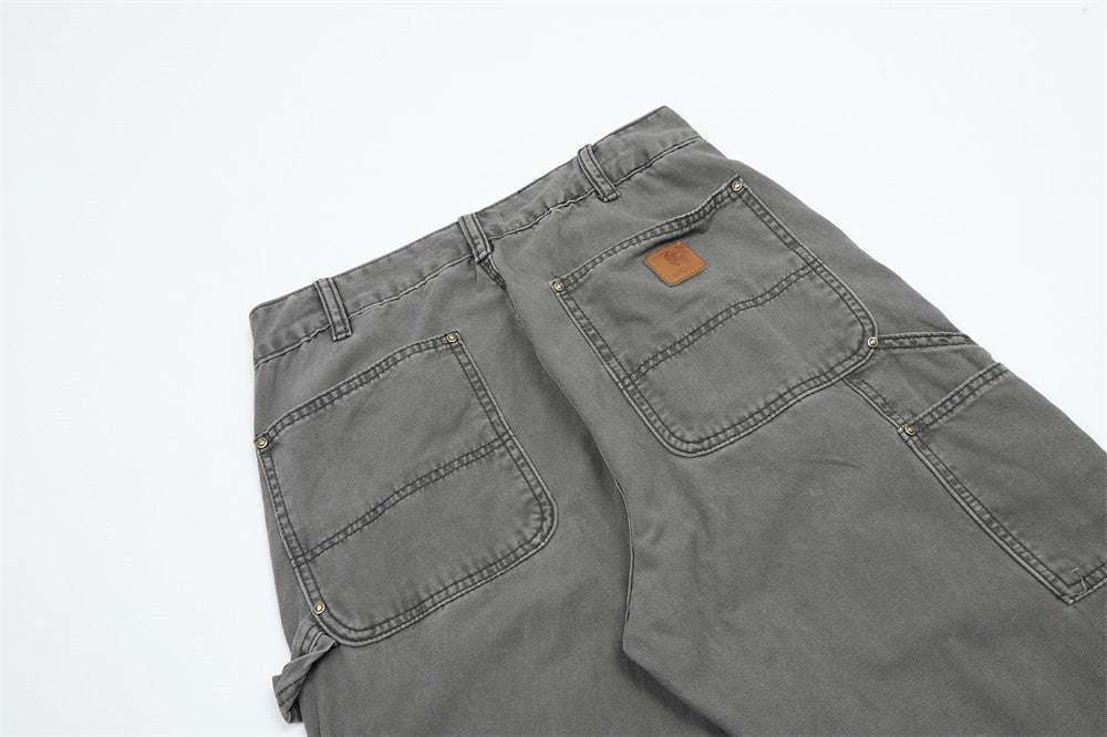 casual men's denim, distressed straight jeans, vintage washed trousers - available at Sparq Mart