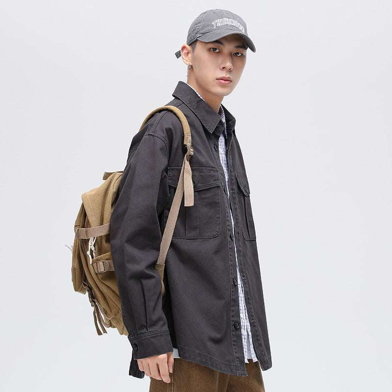 Loose Fit Jacket, Men's Overshirt Fashion, Trendy Shirt Jacket - available at Sparq Mart