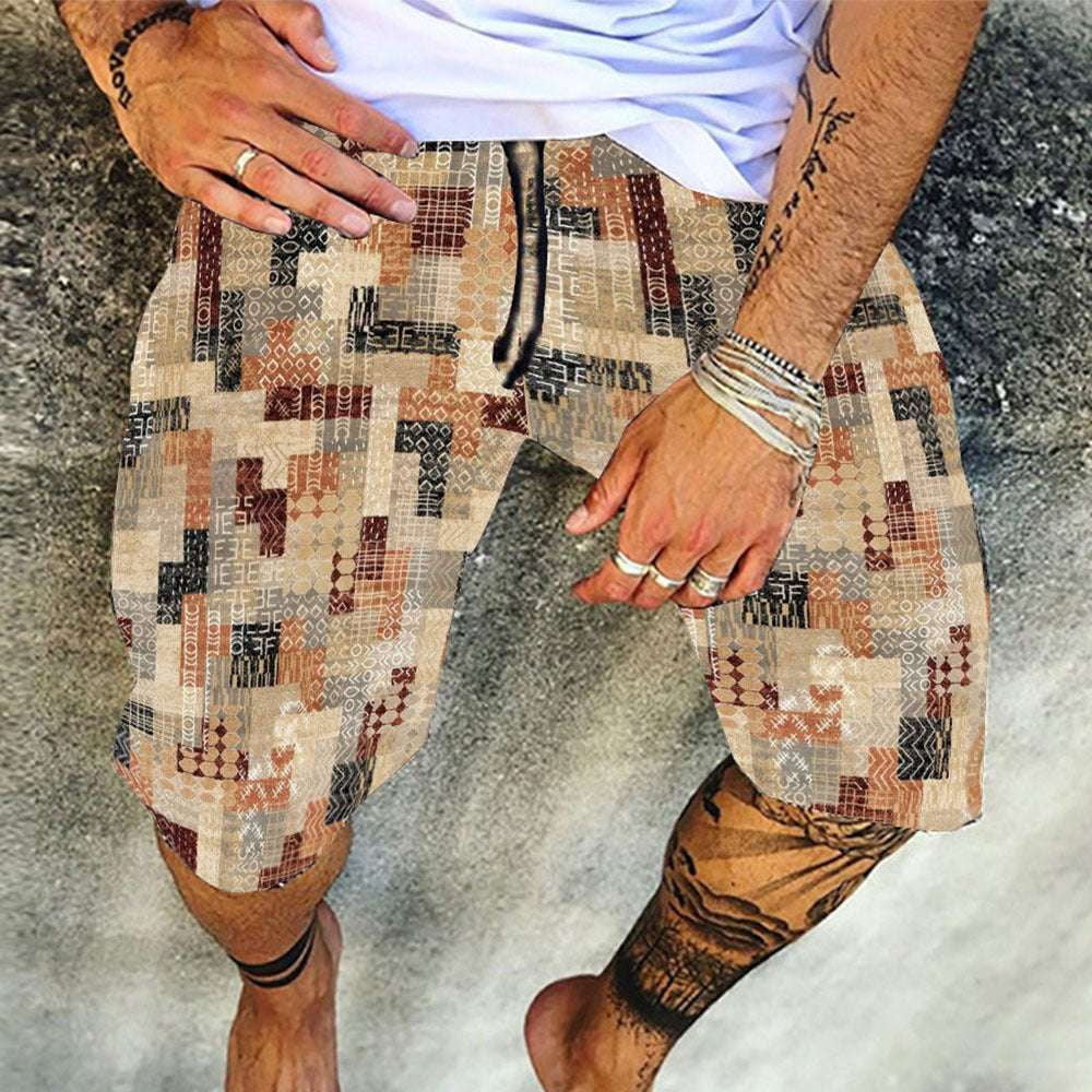 casual printed shorts, stylish five-point pants, summer patterned trousers - available at Sparq Mart