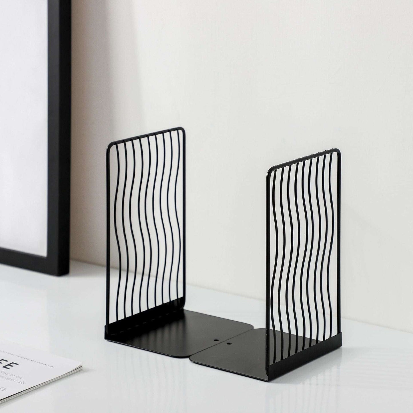 Minimalist Iron Bookends, Office Bookend Organizer, Scandinavian Design Bookends - available at Sparq Mart