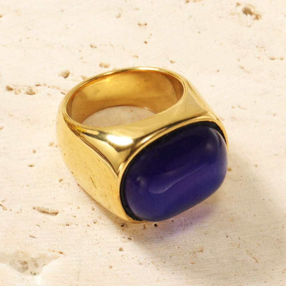 gemstone fashion ring, gold plated ring, stainless steel ring - available at Sparq Mart