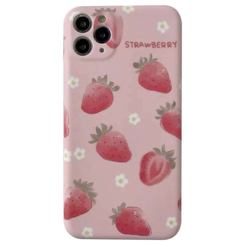 Peach Silicone Case, Strawberry Phone Protector, Watercolor Phone Sleeve - available at Sparq Mart