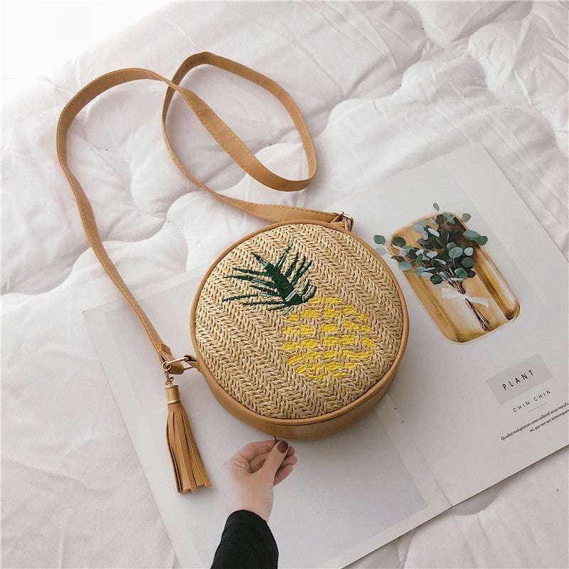 Leaf Design Handbag, Pineapple Embroidered Bag, Stylish Women's Bag - available at Sparq Mart