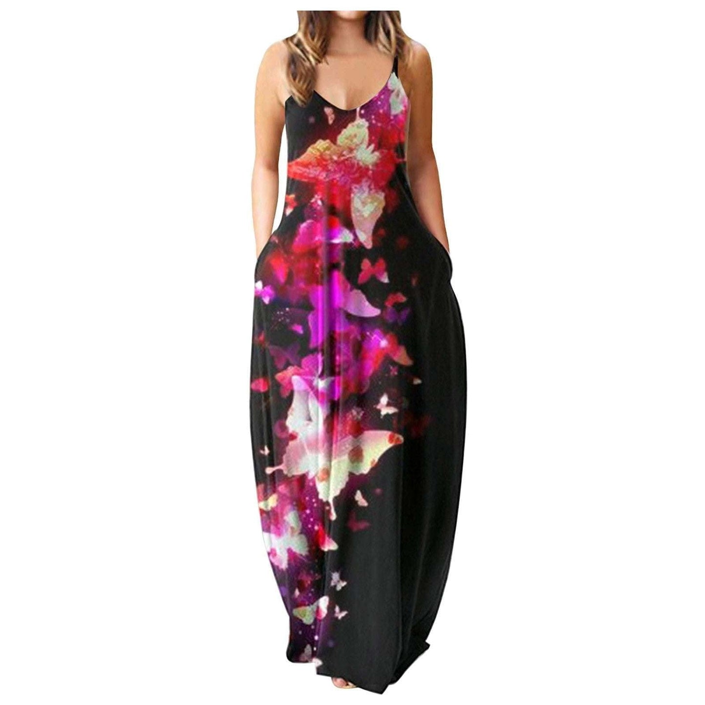 casual sling dress, plus size dresses, print long dress - available at Sparq Mart