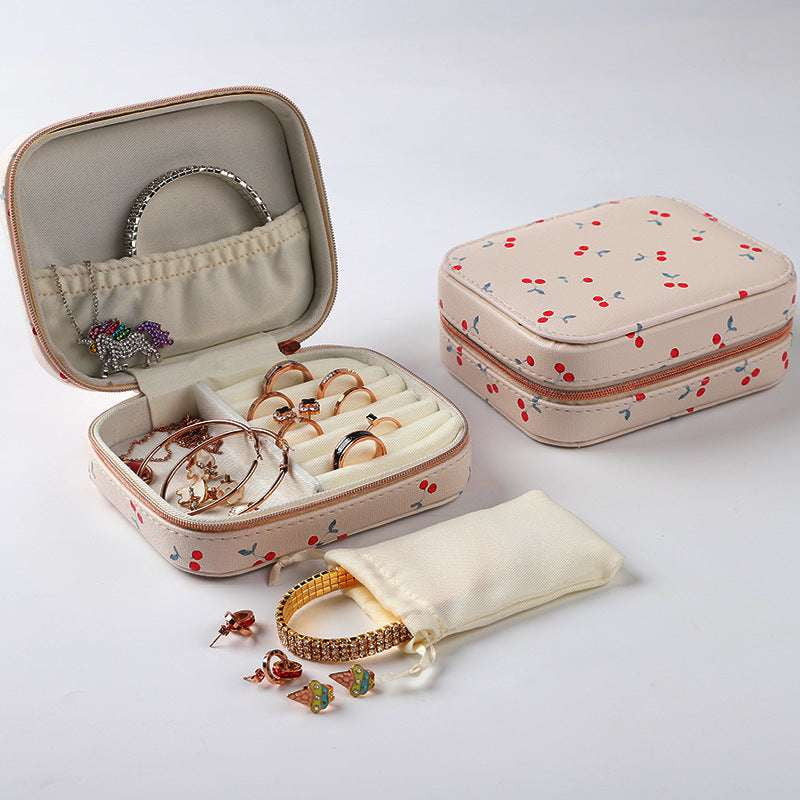 Compact Ring Storage Box, Leather Jewelry Travel Case, Portable Earring Organizer - available at Sparq Mart