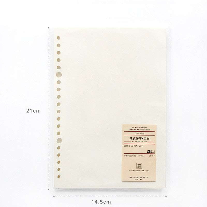 6-hole punched inserts, A5 paper refill, B5 notebook pages - available at Sparq Mart